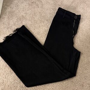 Zara Black High-Rise Wide Legged Jeans Frayed